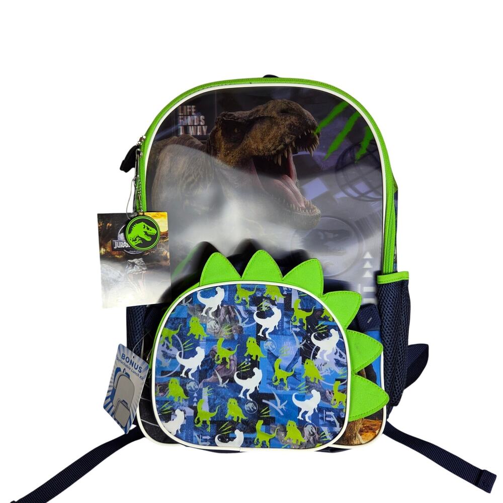 Jurassic World Backpack with Detachable Insulated Lunch Bag Side Pockets School